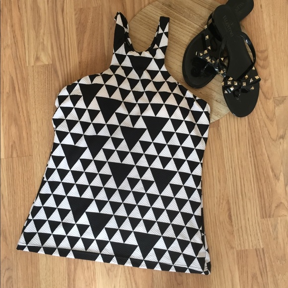 Seafolly Black and White Geometric Bikini Top - Picture 1 of 3